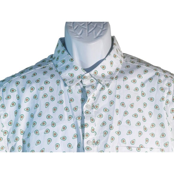 Public Art Men's Short Sleeve Button Down Avacado Shirt White Large NWT - Picture 2 of 8